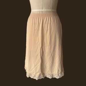 Vintage Olga 60s Tan Lace Slip Skirt